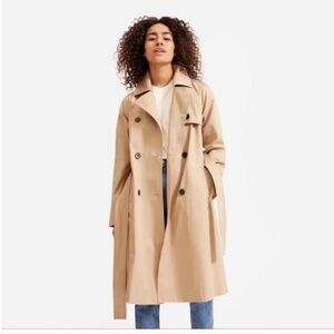 Everlane The Modern Trench Coat Size Small Cornstalk Khaki Tan 100% Cotton